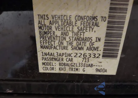 2017 Nissan Altima 2.5 S z USA, uszkodzony, nr VIN 1N4AL3AP1HC226332